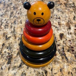 Maya organic rainbow wooden stacking rings cub